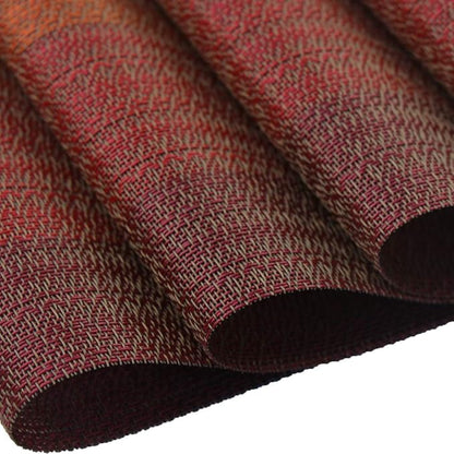 Placemats Washable Easy to Clean PVC Placemat for Kitchen Table Heat-resistand Woven Vinyl Hard Table Mats 12x18 inches Set of 4 (Red)