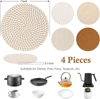 Billbotk 7" Trivets for Hot Dishes, Hot pots and Pans, 4 Heat Resistant Hot Pads - Image 2