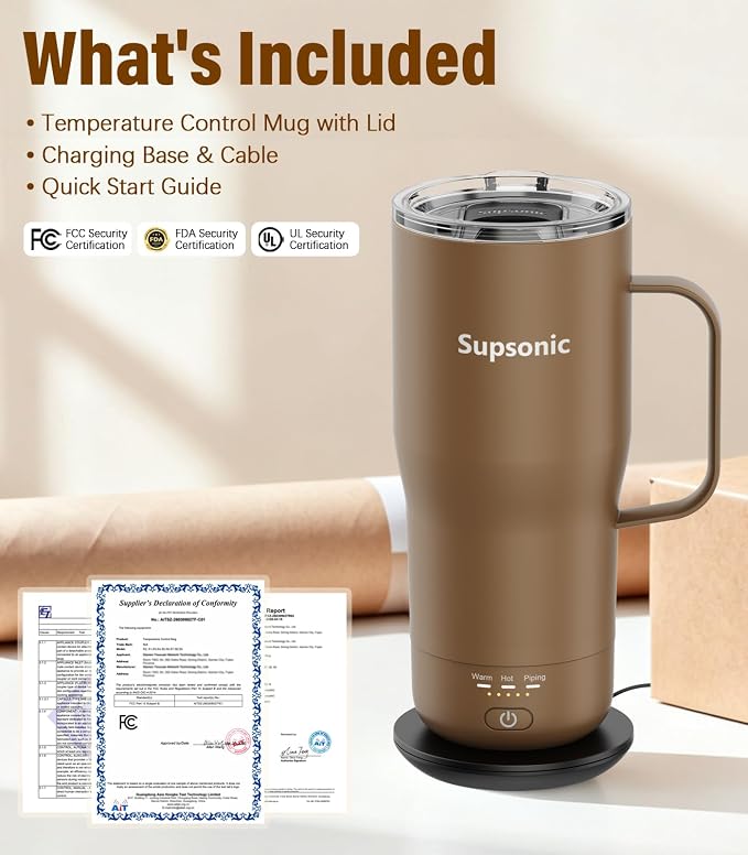 Supsonic Heated Coffee Mug, 20oz Electric Temperature Control Cup | Keeps - Image 8