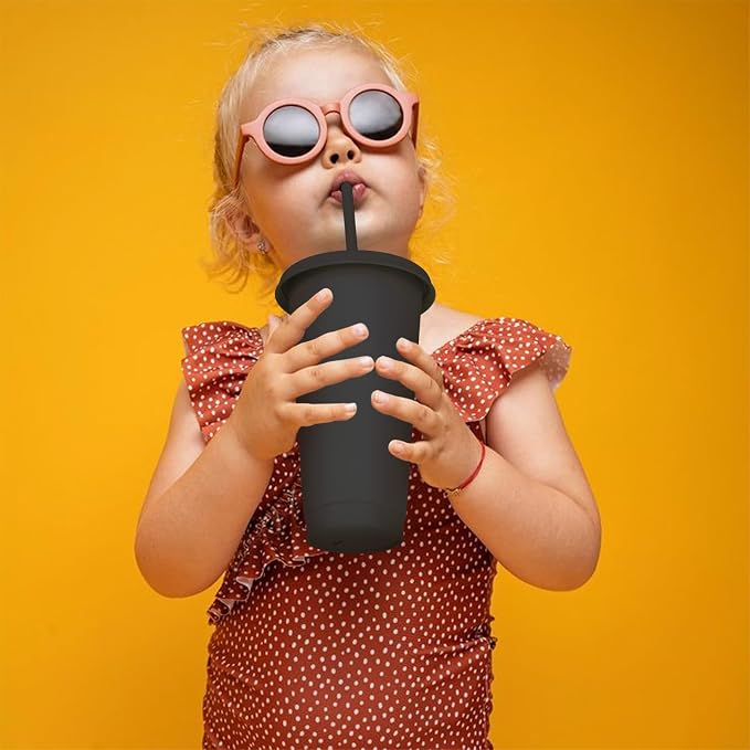 24 oz Plastic Cups With Lids and Straws, Sturdy & Food-Safe Iced Coffee Cups - Image 5