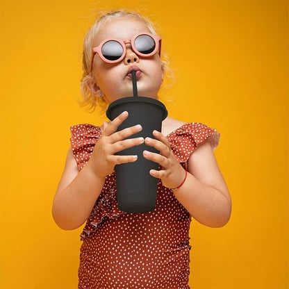 24 oz Plastic Cups With Lids and Straws, Sturdy & Food-Safe Iced Coffee Cups - Image 5