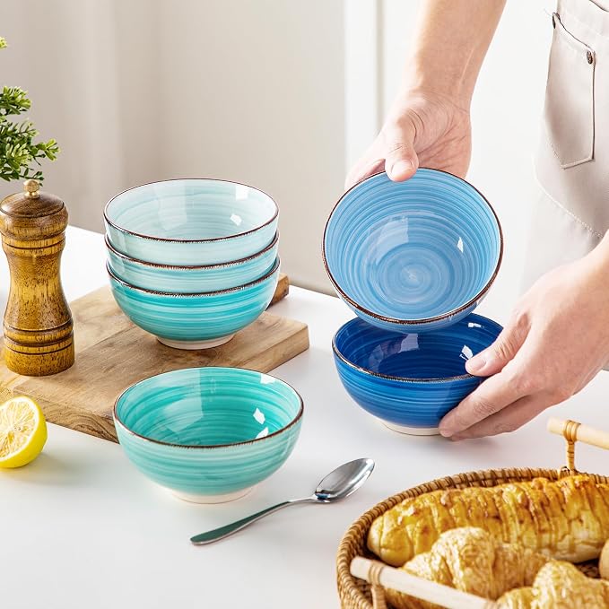 vancasso Bonita 12 Oz Small Bowls Set of 6, Ceramic Mini Dessert & Dipping - Image 7