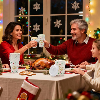 Tamone 100 PACK Christmas Cups 16OZ Disposable Coffee Cups - Image 8
