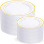 200 Pcs Gold Plastic Plates, Premium Disposable Gold Plates | Gold Rimmed by I00000