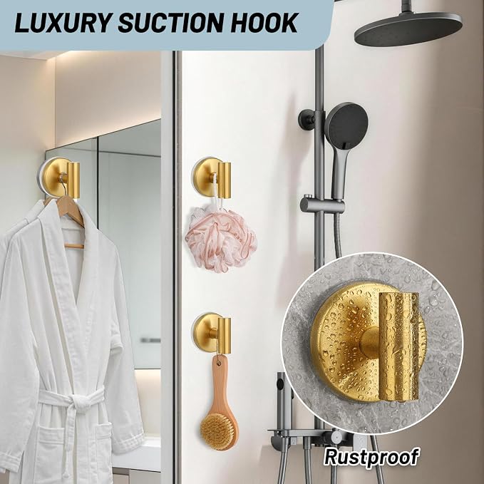 Large 15lb Suction Cup Hooks for Shower, No-Drill Bathroom Towel Hooks for Robes - Image 5