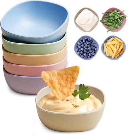 Hlukana 6 Pack Wheat Straw Soy Sauce Dishes, 4.5 OZ Small Dessert Bowls by Hlukana