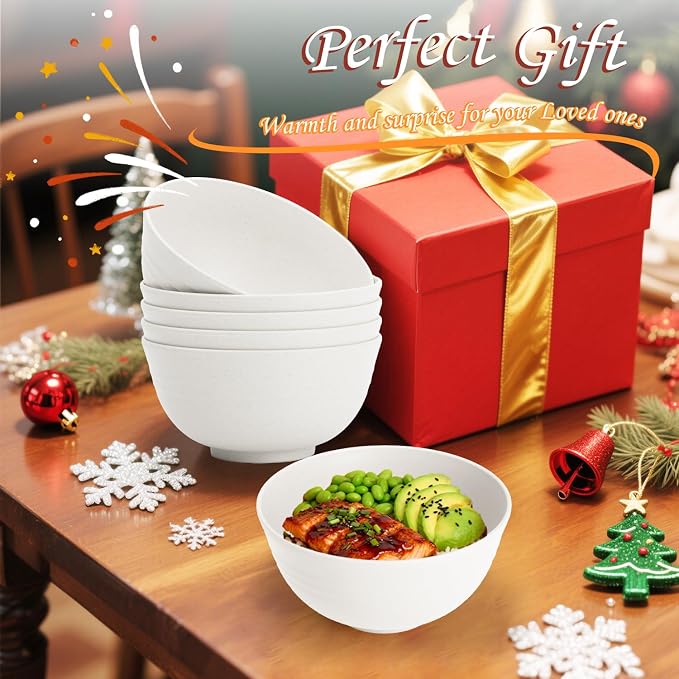 Wheat Straw Cereal Bowls Plastic Bowls Alternatives 26 OZ Unbreakable Soup Bowls - Image 7