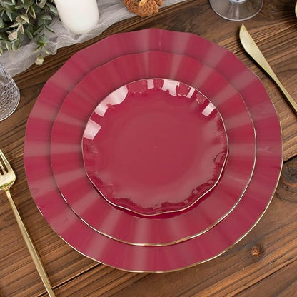 Efavormart 10 Pack | Burgundy 6" Round Plastic Dessert Salad Plates, Disposable - Image 6