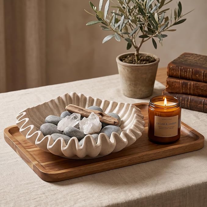 Decorative Bowl for Coffee Table, Modern Handcraft Ruffle Entryway Key Bowl | - Image 7