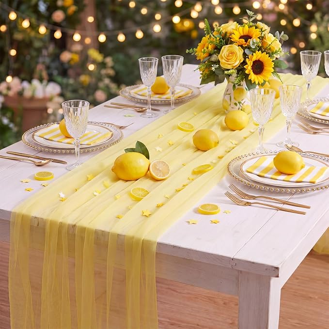 4 Pcs Pastel Table Runners 29 x 71 Inch Colorful Tulle Table Runner Macaron - Image 7