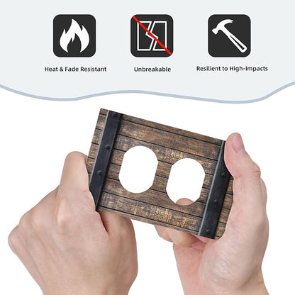 Outlet Covers Rustic Barn Door Vintage Country Wood Board 1 Gang Duplex Light Switch Cover Plate Decorative Wall Plates Electrical Switchplate Receptacle for Farmhouse Cabin Decor（2 Pack）