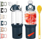 SIEROZUR 32 oz Glass Tumbler with Straw, Glass Water Bottles with 2 Lids-Handle Spout Lid & Straw Lid, 1 Liter Motivational Water Bottles, Silicone Sleeve, Fits Car Cup Holder,Dark Blue