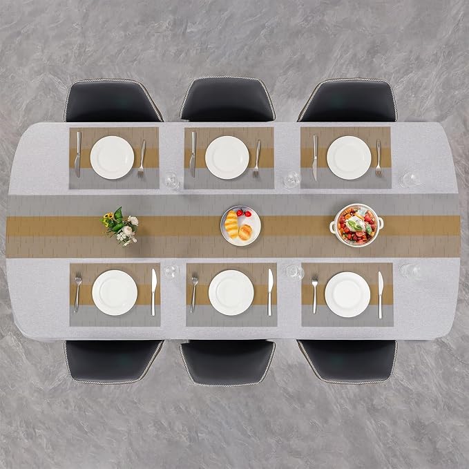 Table Runner 53 Inches Long, Vinyl Woven Farmhouse Table Runners | Washable - Image 8