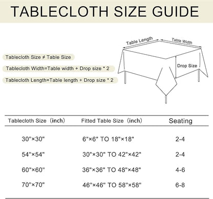 JIUZHEN Square Table Cloth Faux Linen Farmhouse Tablecloth Wrinkle & Stain Resistant Table Cover for Kitchen Dining, Holiday Party Dinner, White, 54 x 54 Inch