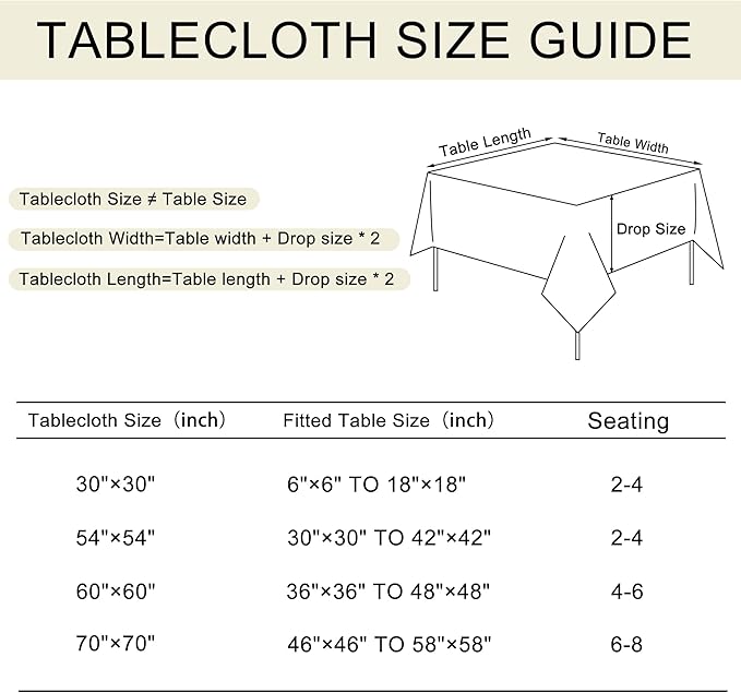 JIUZHEN Square Table Cloth Faux Linen Farmhouse Tablecloth Wrinkle & Stain Resistant Table Cover for Kitchen Dining, Holiday Party Dinner, Grey, 70 x 70 Inch