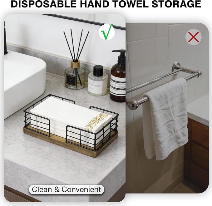 Kordory Wooden Disposable Guest Towel Holder Tray - Image 3