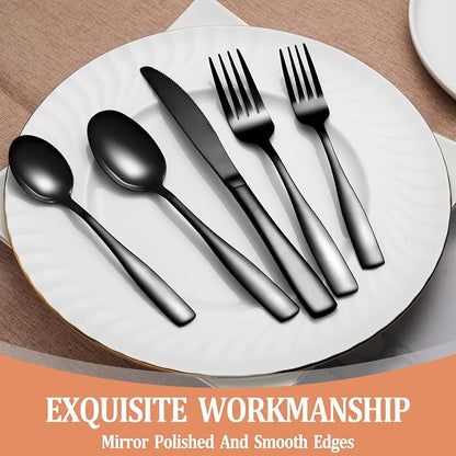 40 Pcs Black Silverware Set, Stainless Steel Flatware Set - Image 4
