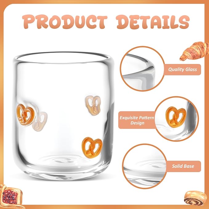 SiliFine 2 PCS Pretzels Icon Juice Glasses - 14oz Pretzels Bread Stemless Wine - Image 4