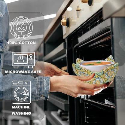 Cotton Microwavable Bowl Cozy, Microwave-Safe Hot Bowl Holders, Soup bowl Cozy - Image 5