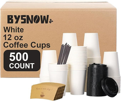 BYSNOW 500 pack 12 oz Bulk Disposable Coffee Cups by BYSNOW