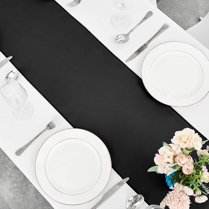 10-Pack Black Satin Table Runner 12 x 108 Inch Long Bright and Smooth Silk - Image 5
