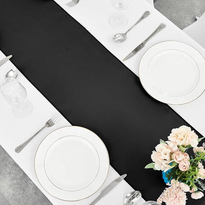 4-Pack Black Satin Table Runner 12 x 108 Inch Long Bright and Smooth Silk - Image 5