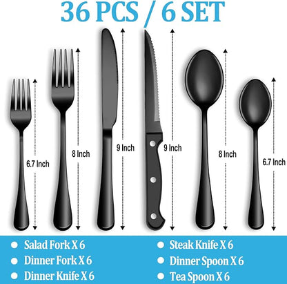 36 Pcs Black Silverware Set - Image 2