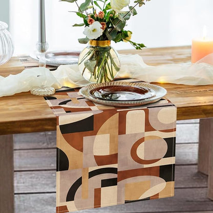 Abstract Geometric Dining Table Runner, Vintage Mid Century Modern | Art Burlap - Image 6