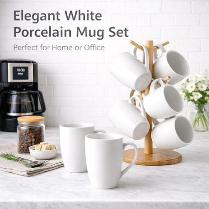 GBhome White Coffee Mugs Set of 12, 12 oz Ceramic Coffee Cups | Classic COffee - Image 7