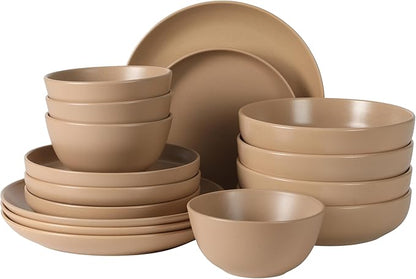 Gibson Elite Leeds Court Plates and Bowls Sets, 16-Piece Stoneware Dinnerware by GibsonHomewares