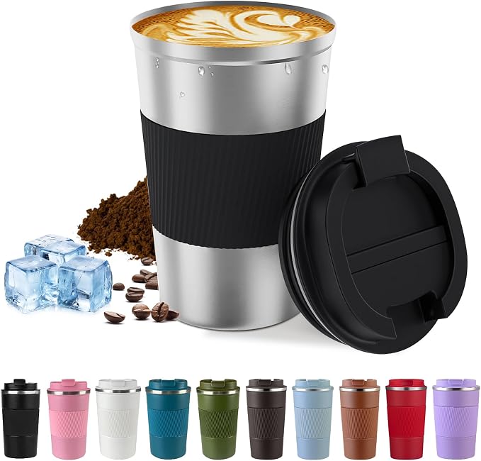 Vacuum Insulated Stainless Steel Travel Coffee Mug, Leak Proof Cup by SPLMIFA
