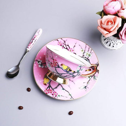 Bone China Cup& Saucer Set, 6.8oz- Birds& Trees - Image 6