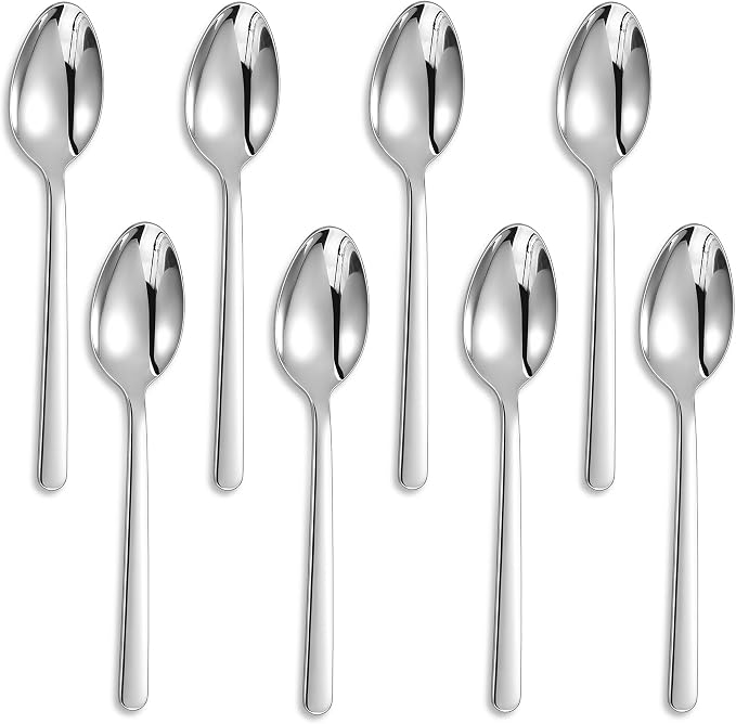 Premium Aline 8-Piece 7.4-Inch Dinner Spoon Set | 18/10 Stainless Steel Dinner by KEAWELL
