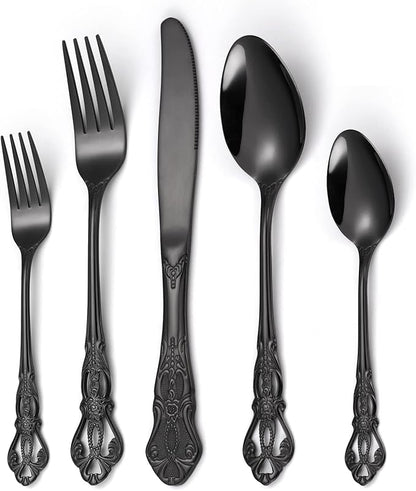 Gorgeous Retro Royal Black Silverware Set by MetalServingUtensils