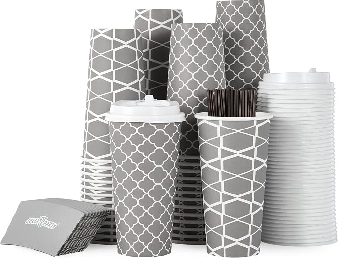JOLLY PARTY 20 oz Paper Coffee Cups, Disposable Coffee Cups by JOLLYPARTY
