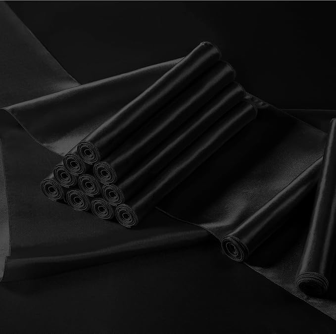 Manyshofu Black Satin Table Runner 12x108 - Image 2