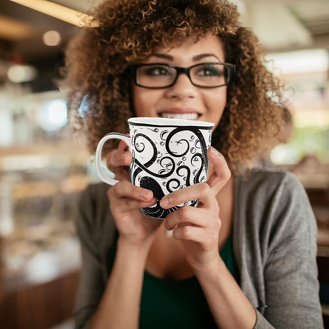 Karma Gifts 14 oz Black and White Boho Mug Octopus - Image 6