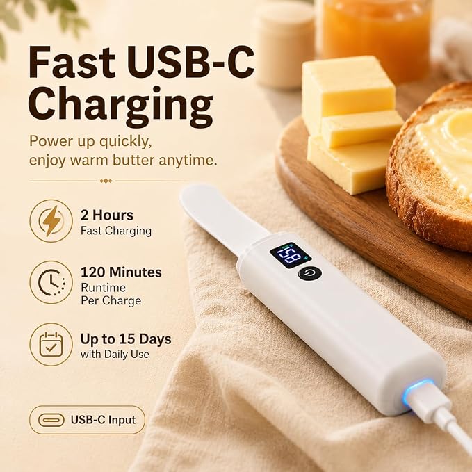 Heated Butter Knife, Rechargeable USB Electric Spreader - Image 8