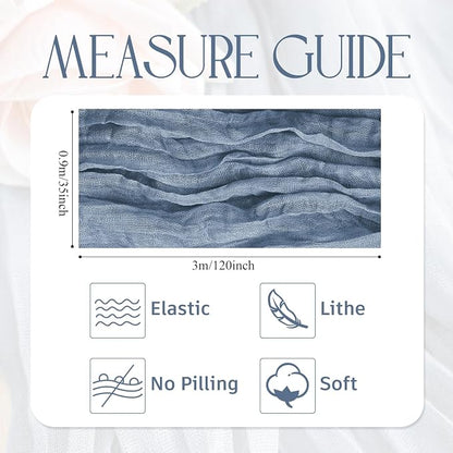 Cheesecloth Table Runner Dusty Blue 10FT Boho Gauze Table Runners | 120 Inch - Image 2