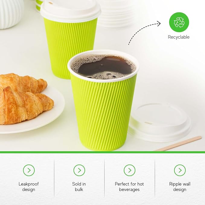 Restaurantware-12 Ounce Disposable Coffee Cups, 500 Ripple Wall Hot Cups - Image 6