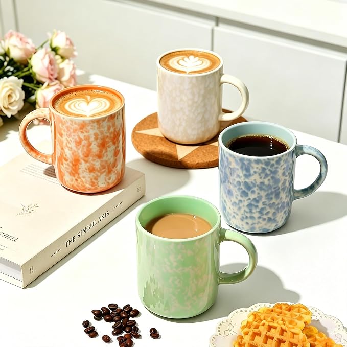 MONITO 17 OZ Coffee Mugs Set of 4, Ceramic Modern Coffee Mugs Set - Image 7