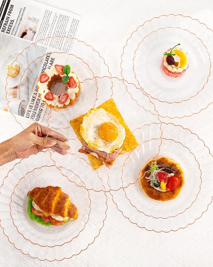 YOUBET 100PCS Rose Gold Plastic Plates - Image 7