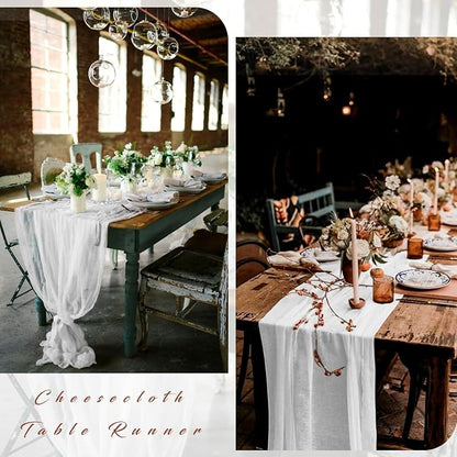 12 Pcs White Cheesecloth Table Runner 10FT Runner - Image 5