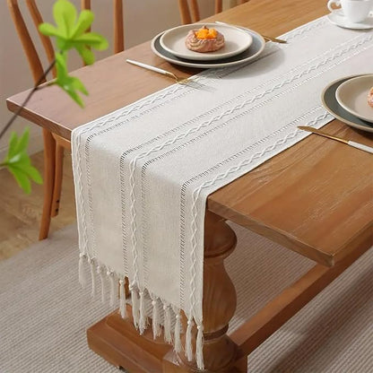 Ivory White Rustic Linen Table Runner 72 Inches Long - Image 3
