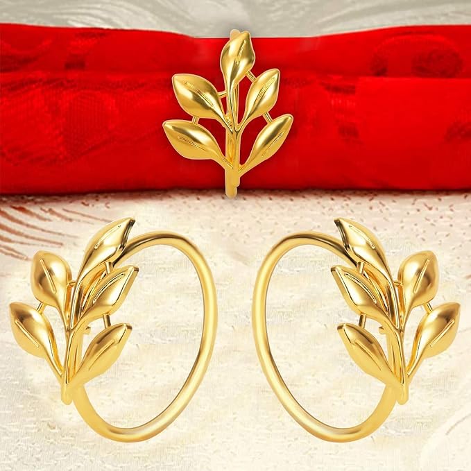 KPOSIYA Set of 100 Leaf Napkin Rings Metal Gold Napkin Holder Table Napkin Rings - Image 7
