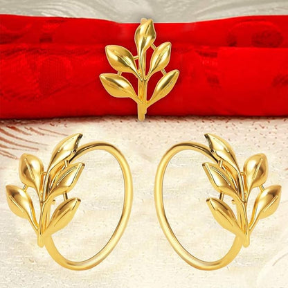 KPOSIYA Set of 50 Leaf Napkin Rings Metal Gold Napkin Holder Table Napkin Rings - Image 7