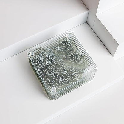 Cortina d'Ampezzo, Italy 3D Contour Map Glass Drink Coasters of Mountains, Ski Resort, Set of 6 with Holder, Housewarming Birthday Gifts, Home Decor