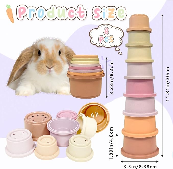 8 Pcs Stacking Cups for Small Animal Toys, Nesting Rabbit Toys of Different - Image 2