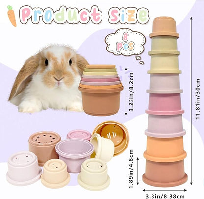 8 Pcs Stacking Cups for Small Animal Toys, Nesting Rabbit Toys of Different - Image 2