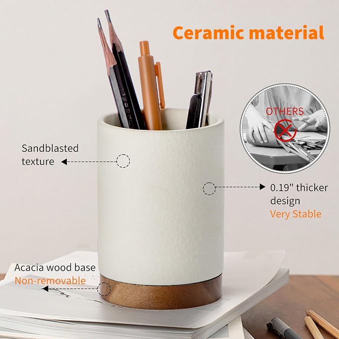 Ceramic Pen Holder for Desk, Pencil Cup, | Organizer and Makeup Brush Holder - Image 5